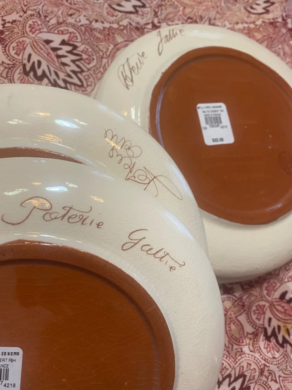 6 Williams Sonoma. Pot Erie Galtie signed Dessert Plates France